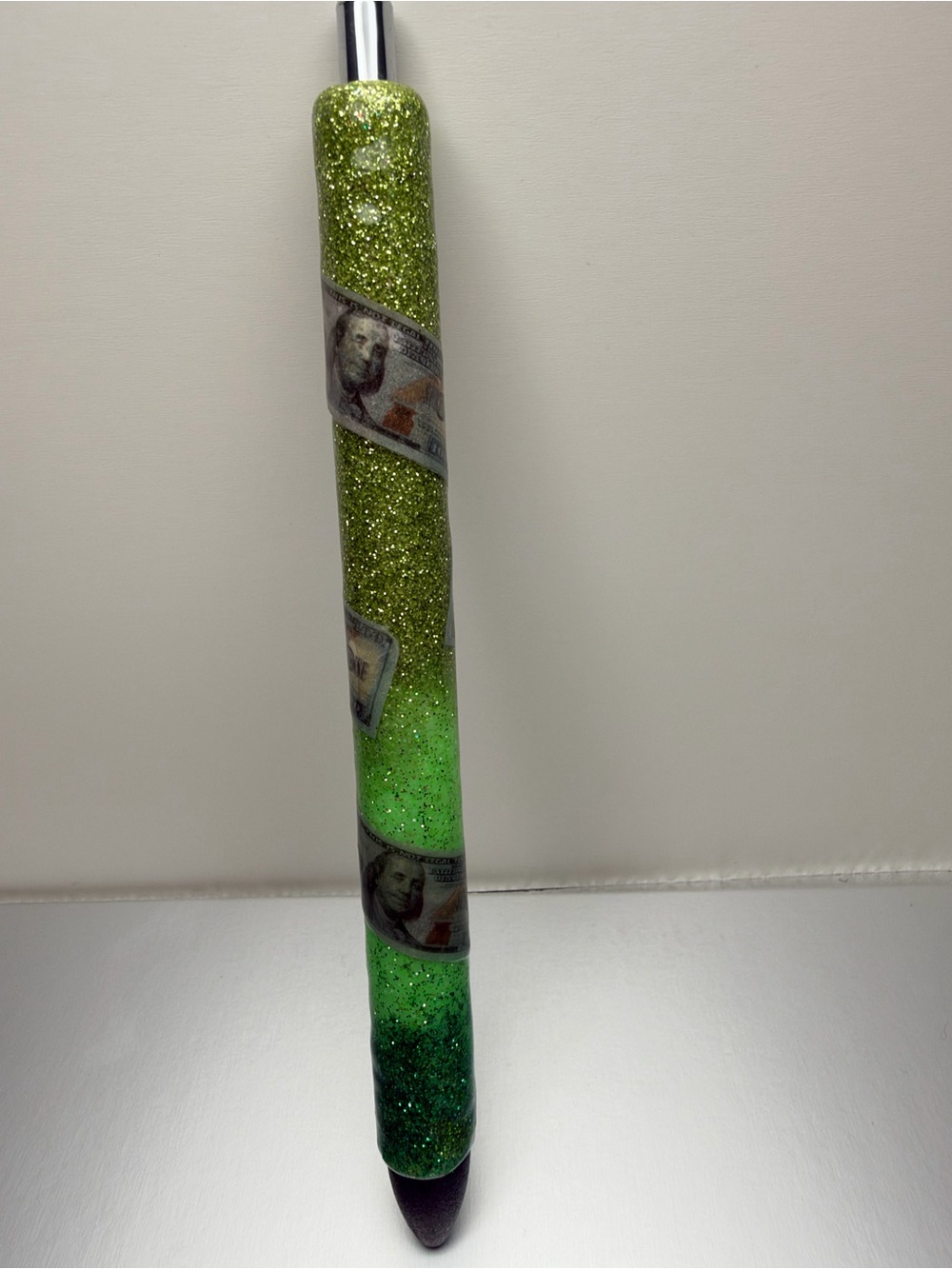 Glitter Green Resin play money Pen - Stylish Grip